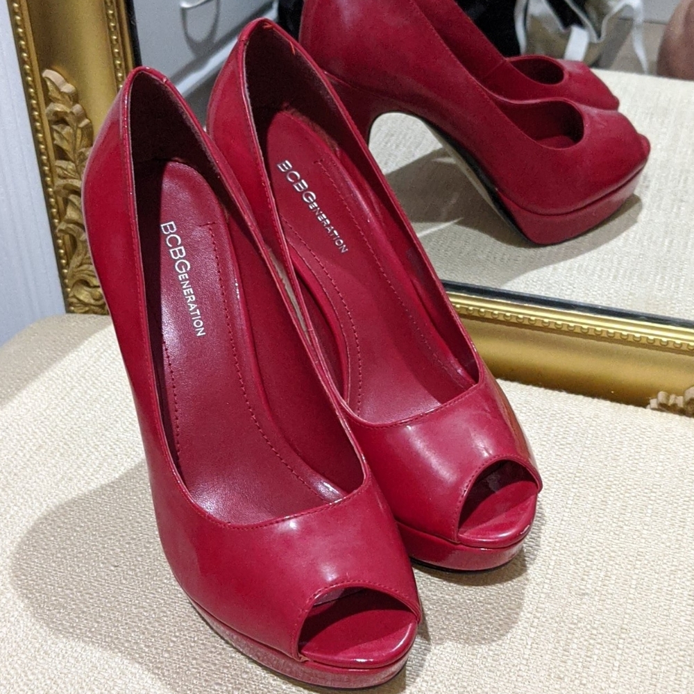 COPY - Red peep toe pumps